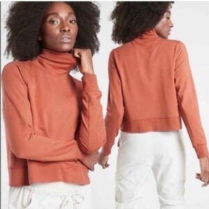Athleta Women’s Orange Nirvana Cropped Long Sleeve Funnel Neck Sweatshirt